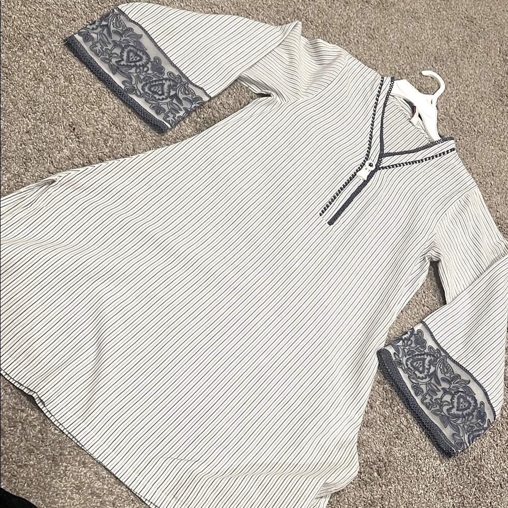 Striped Tunic with Embroidered Sleeves